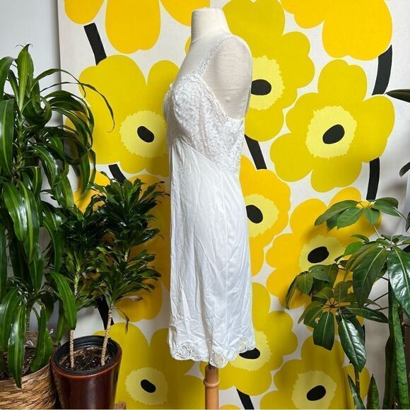 Vintage 1970s Sexy Sheer Lace Panel Liquid Satin Slip Dress Nightgown Lingerie - Picture 2 of 9